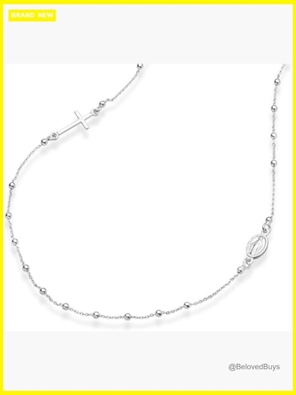 925 Sterling Silver Rosary Cross Necklace 18 Inch Chain Lobster Clasp
